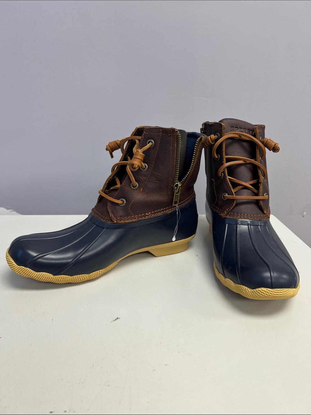 Sperry Brown Leather Boat Boot with Navy Lining